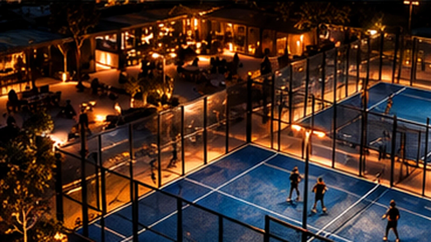 Club courts with glass walls