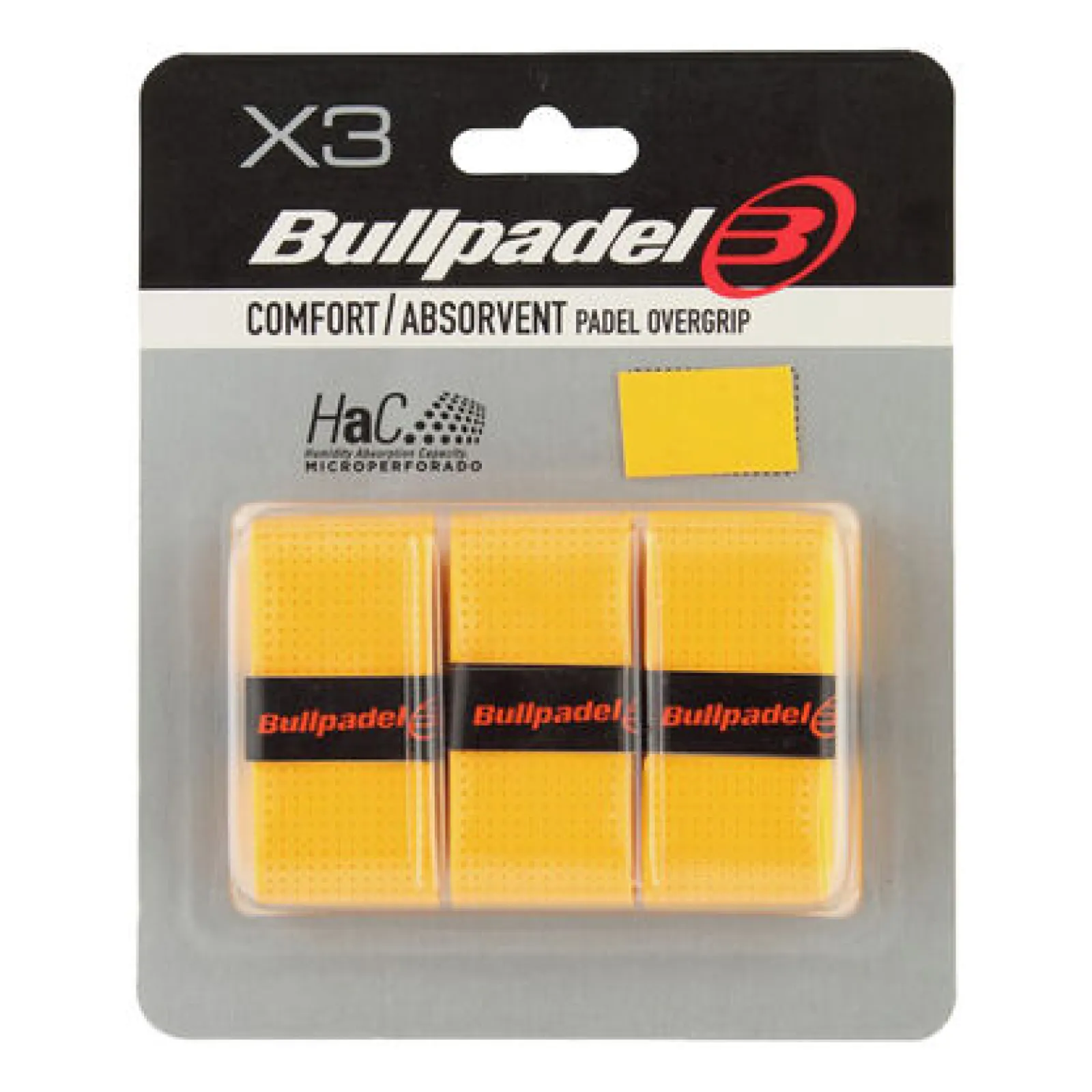 Overgrips Bullpadel GB1201 Comfort Perforated, yellow, 3 pcs
